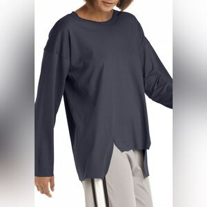 Planet by Lauren G Gray Pima Cotton Vent Long Sleeve Tee One Size